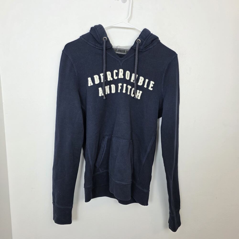 Abercrombie & Fitch Navy White Y2K 2000s Lounge School Hoodie Pullover Size L